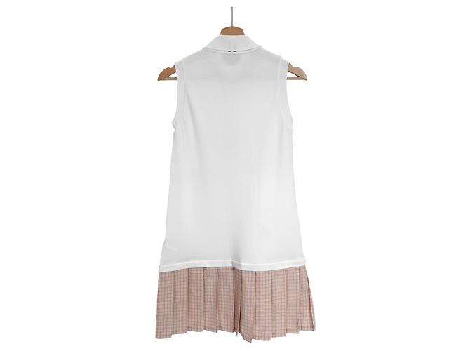 Thom Browne Vestido Mini sin Mangas Capas Plisado Polo para Mujer Blanco - vista 5