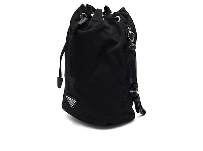 Prada Borsa secchiello Black Re-Nylon con tracolla a coulisse Nero - vista 3