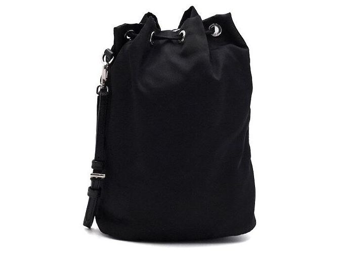 Prada Borsa secchiello Black Re-Nylon con tracolla a coulisse Nero - vista 4