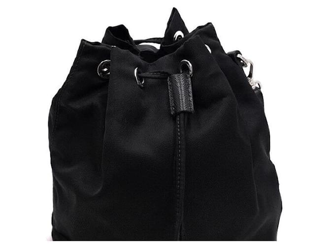 Prada Borsa secchiello Black Re-Nylon con tracolla a coulisse Nero - vista 8