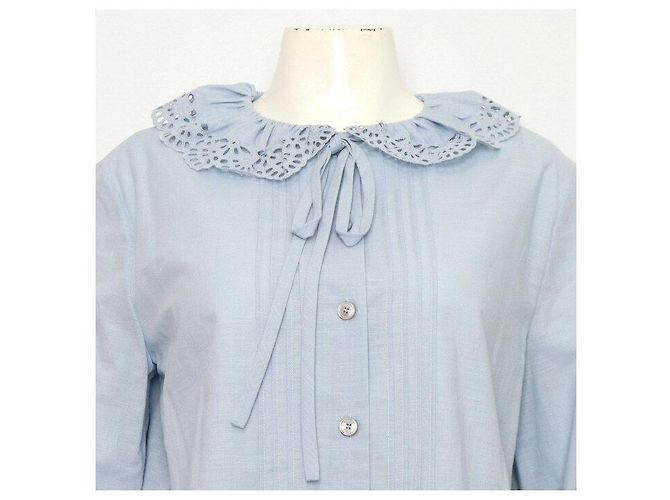 Céline Hellblaue Baumwollbluse für Damen - Ansicht 2