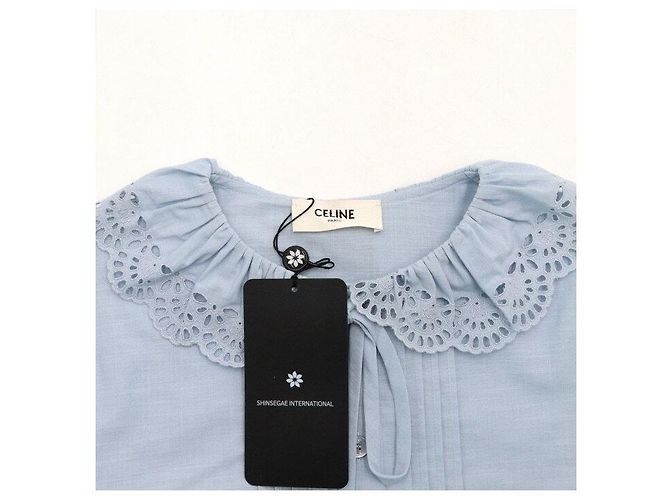 Céline Hellblaue Baumwollbluse für Damen - Ansicht 5