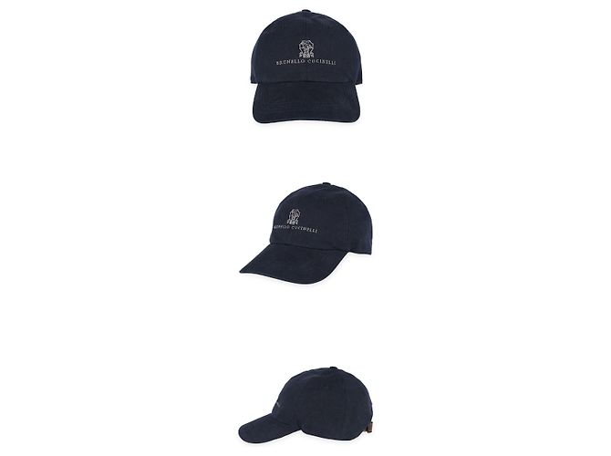 Brunello Cucinelli Cappellino in cotone con logo da uomo Blu - vista 3