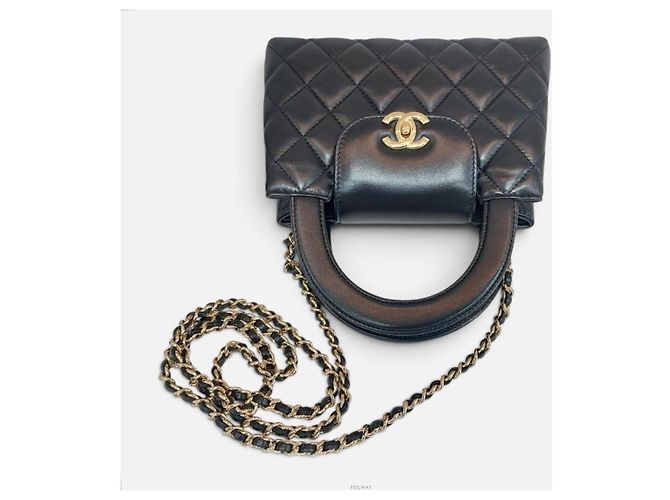 Coco Handle Borsa Chanel Kelly Small Top Handle in pelle Crossbody Nero - vista 5
