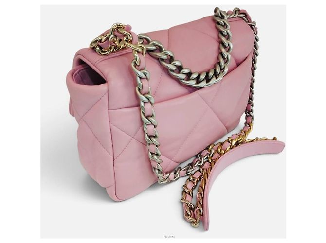 Chanel Borsa a tracolla media in pelle d'agnello Rosa - vista 2