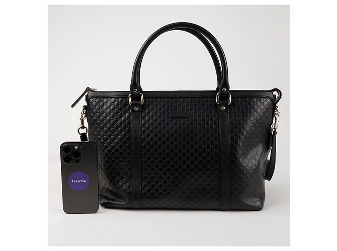 Gucci Borsa a Tracolla Micro Sima Tote Nera Nero - vista 11