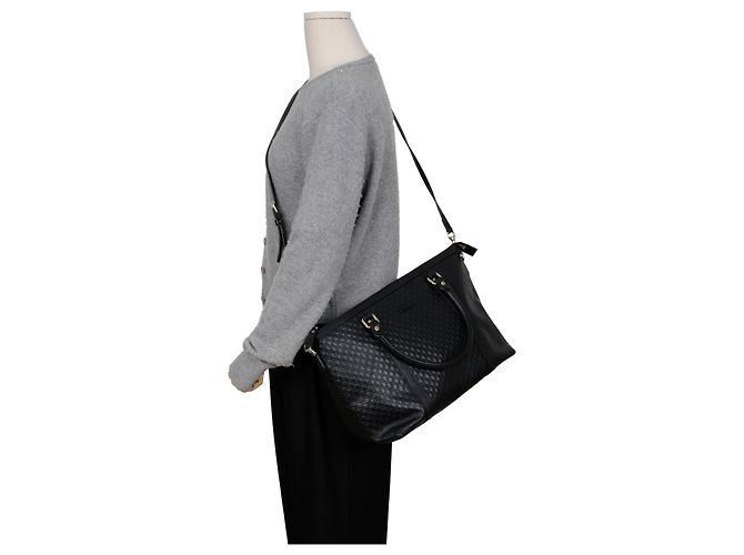 Gucci Borsa a Tracolla Micro Sima Tote Nera Nero - vista 14