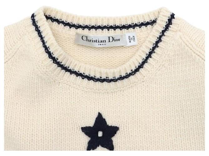Dior Kurzarm-Pullover aus Woll-Kaschmir-Mischung in Ecru Weiß - Ansicht 5