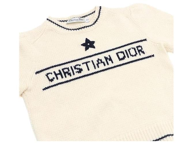 Dior Kurzarm-Pullover aus Woll-Kaschmir-Mischung in Ecru Weiß - Ansicht 7