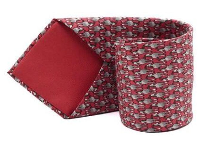 Hermès Pattern Silk Men's Tie Red - view 2