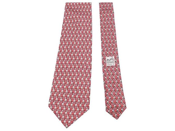 Hermès Pattern Silk Men's Tie Red - view 3