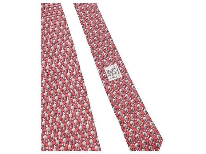 Hermès Pattern Silk Men's Tie Red - view 4