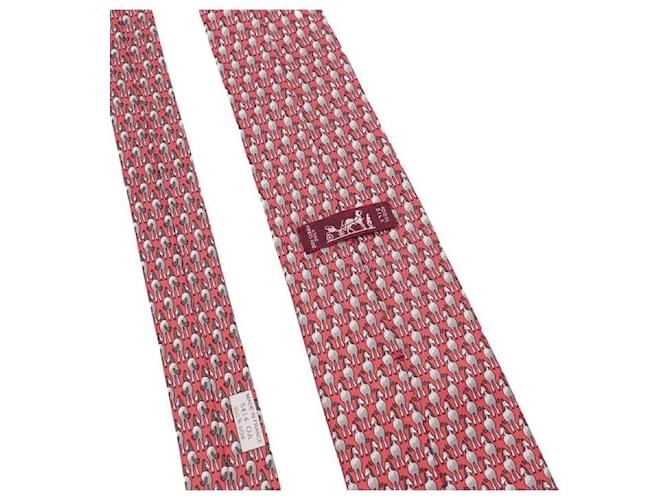 Hermès Pattern Silk Men's Tie Red - view 6