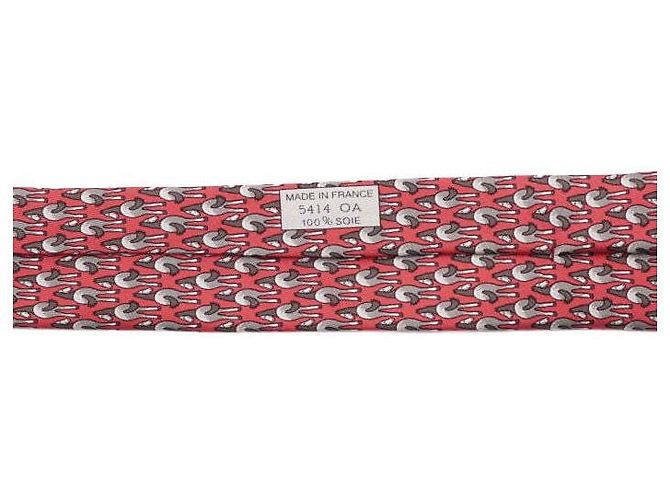 Hermès Pattern Silk Men's Tie Red - view 7