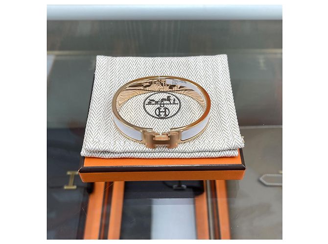 Hermès Bracciale Click PM Oro Bianco/Oro Rosa - vista 2