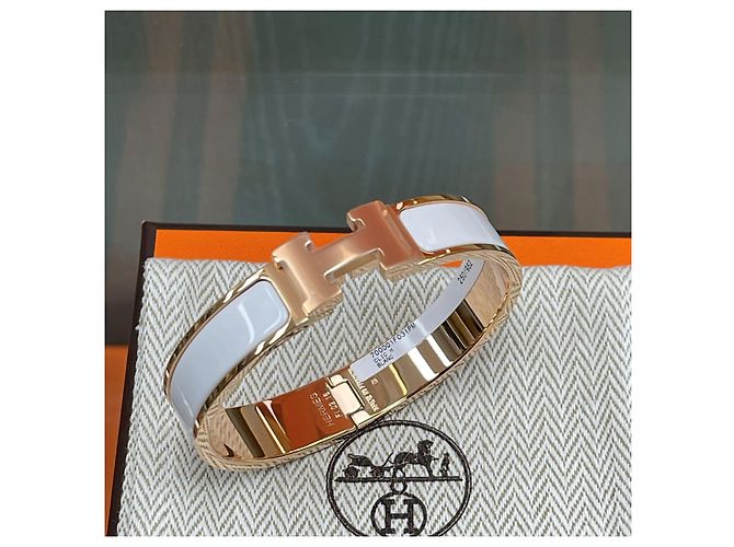 Hermès Bracciale Click PM Oro Bianco/Oro Rosa - vista 4