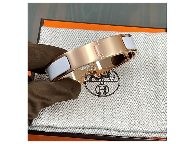 Hermès Bracciale Click PM Oro Bianco/Oro Rosa - vista 5