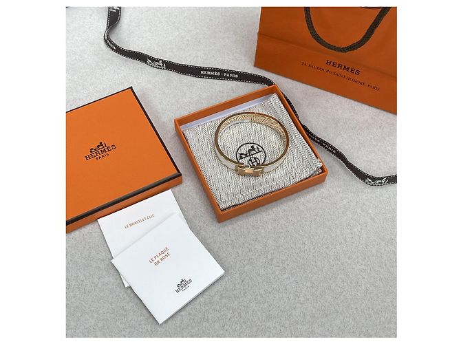 Hermès Bracciale Click PM Oro Bianco/Oro Rosa - vista 7