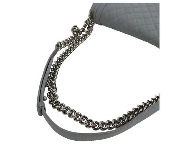 Chanel Borsa a tracolla Large Boy in pelle caviar grigia Marrone - vista 6