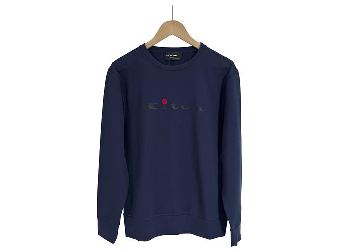 Kiton Klassisches Logo-Sweatshirt für Herren Navy Blau - Ansicht 4