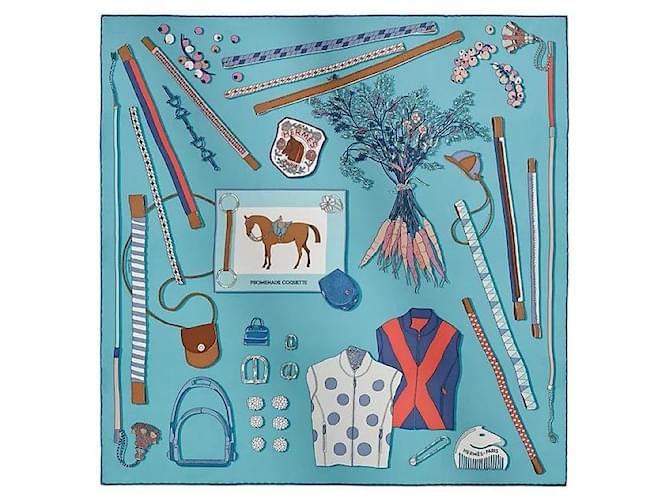 Hermès Cura della sciarpa di seta da donna Blu - vista 2