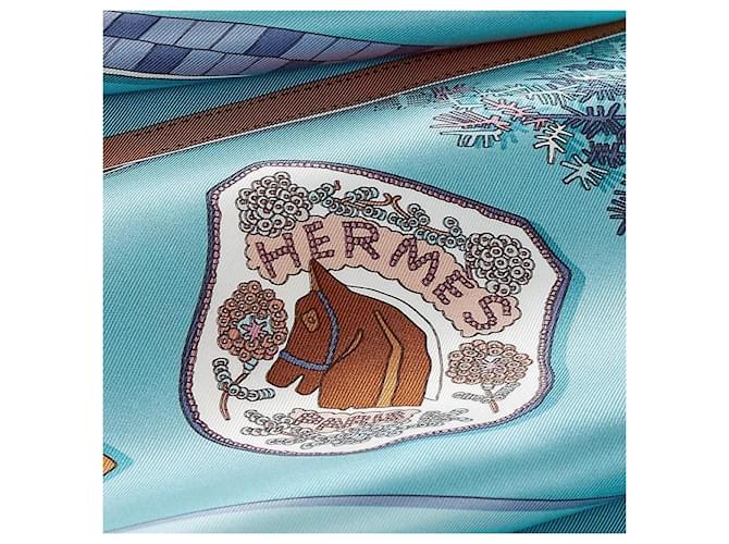 Hermès Cura della sciarpa di seta da donna Blu - vista 4
