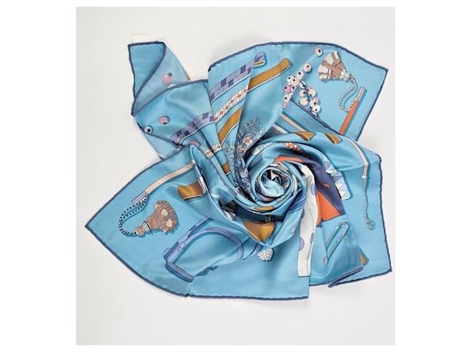Hermès Cura della sciarpa di seta da donna Blu - vista 9