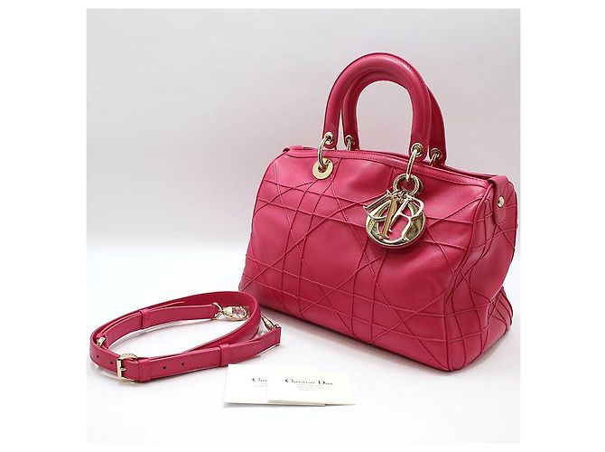 Dior Borsa a tracolla Boston Granville in nappa Cannage rosa - vista 2