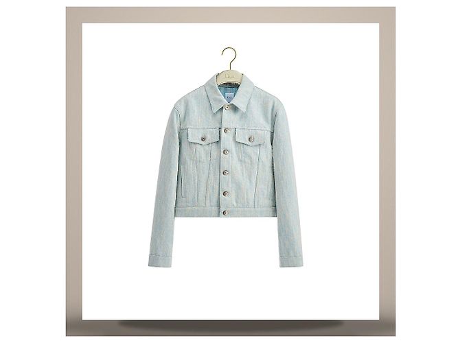 Dior Crop Jacket Light Blue Oblique Washed Cotton Denim - Ansicht 2