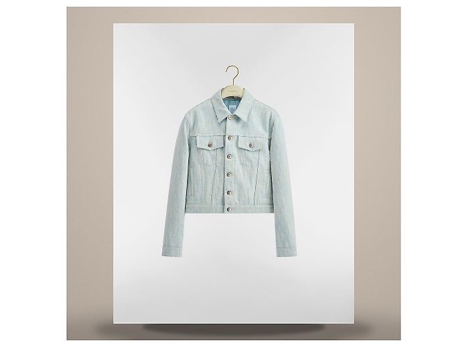 Dior Crop Jacket Light Blue Oblique Washed Cotton Denim - Ansicht 3