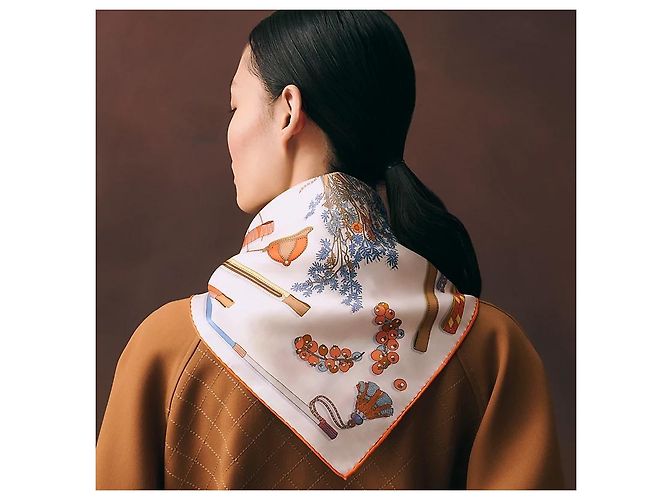 Hermès Foulard Carré in seta da donna Arancione - vista 4