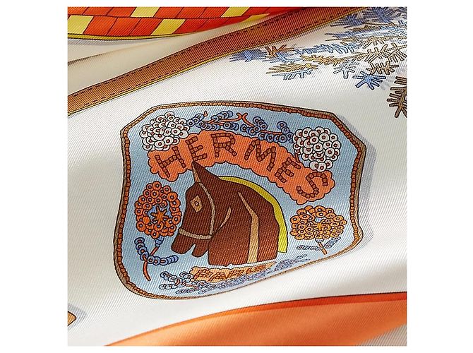 Hermès Foulard Carré in seta da donna Arancione - vista 5