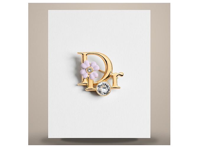 Dior Precious Clover Brosche Metall Gold-Finish, Kristall, rosa Lack - Ansicht 2