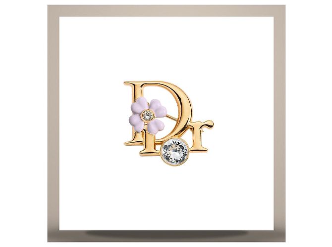 Dior Precious Clover Brosche Metall Gold-Finish, Kristall, rosa Lack - Ansicht 3