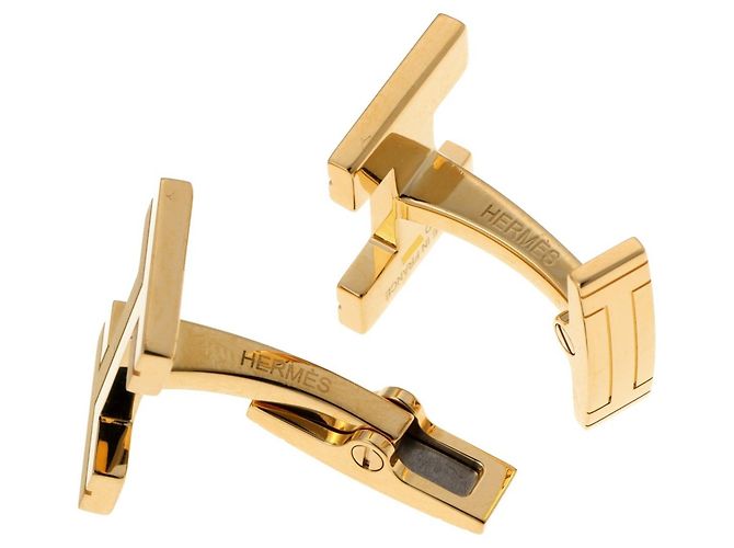 Hermès Abotoaduras Hermes banhadas a ouro Dourado - vista 3