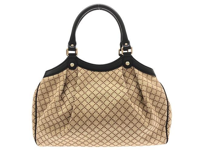 Borsa a mano Gucci in tela beige - vista 2