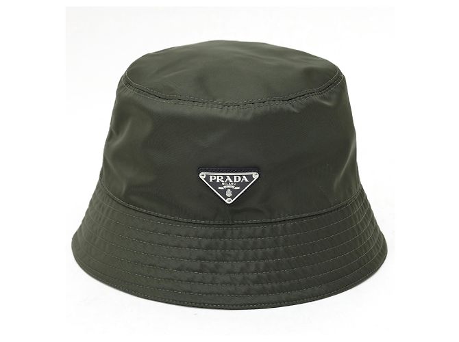 Cappello bucket Prada in Re-Nylon con triangolo Cachi - vista 5