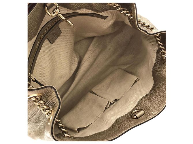 Borsa a tracolla Gucci Metallic Beige and Gold D'oro - vista 6