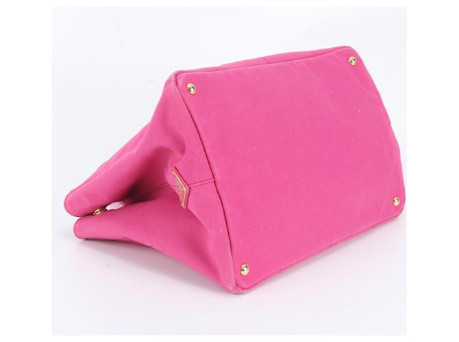 Borsa Tote Prada Canapa Triomphe Rosa - vista 5