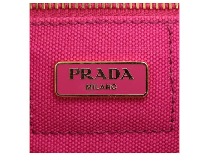 Borsa Tote Prada Canapa Triomphe Rosa - vista 8