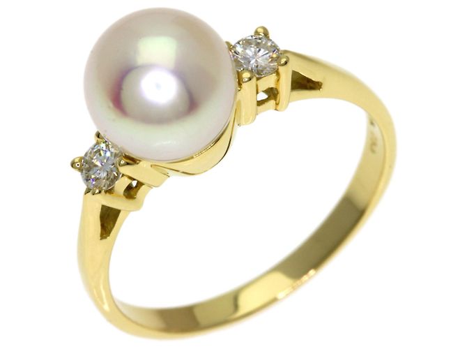 Anello Tiffany & Co. in perla e diamanti in oro giallo 18K - vista 2