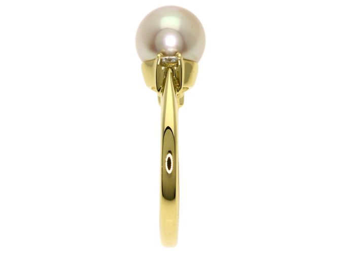 Anello Tiffany & Co. in perla e diamanti in oro giallo 18K - vista 3