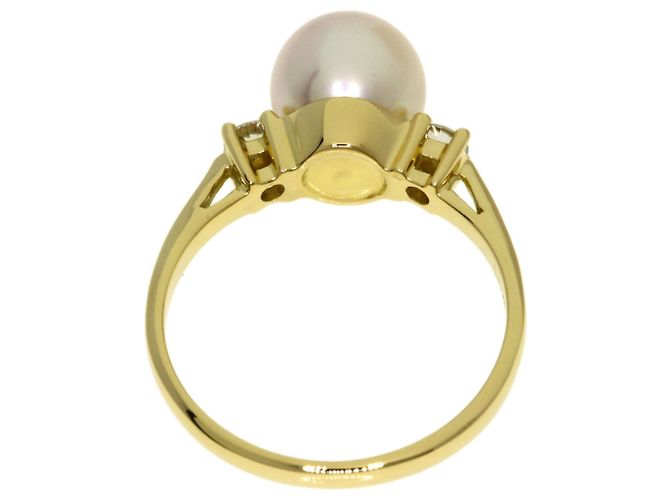 Anello Tiffany & Co. in perla e diamanti in oro giallo 18K - vista 4