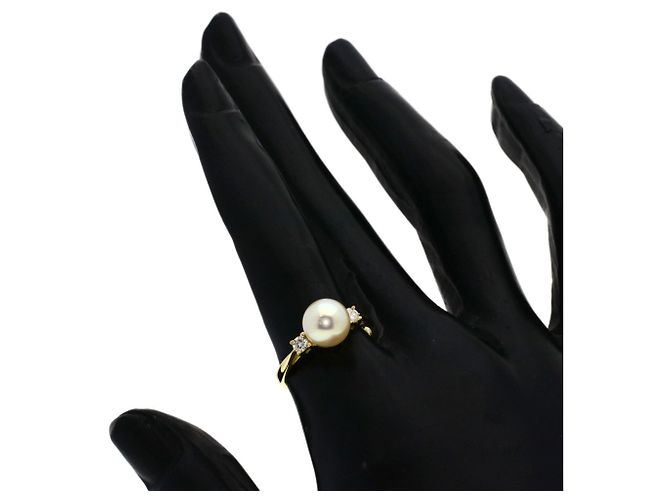 Anello Tiffany & Co. in perla e diamanti in oro giallo 18K - vista 6