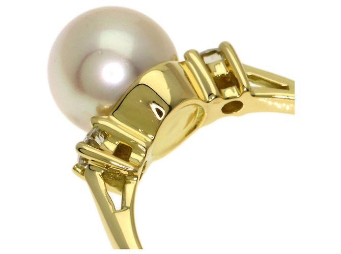 Anello Tiffany & Co. in perla e diamanti in oro giallo 18K - vista 7