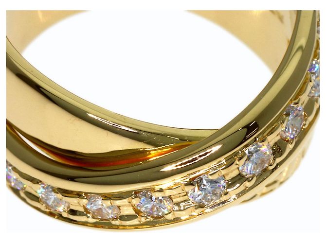 Diamond Céline Anello Celine Logo Cross Diamanti in Oro Giallo 18K - vista 10