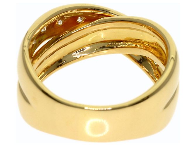 Diamond Céline Anello Celine Logo Cross Diamanti in Oro Giallo 18K - vista 4