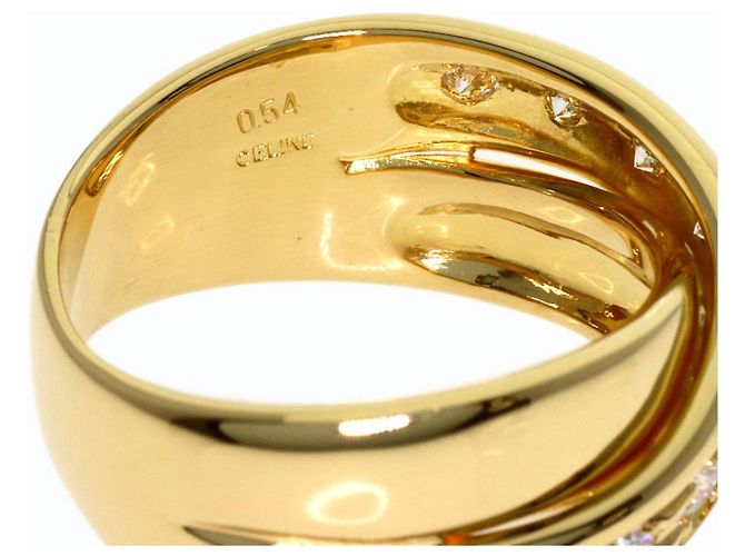 Diamond Céline Anello Celine Logo Cross Diamanti in Oro Giallo 18K - vista 5