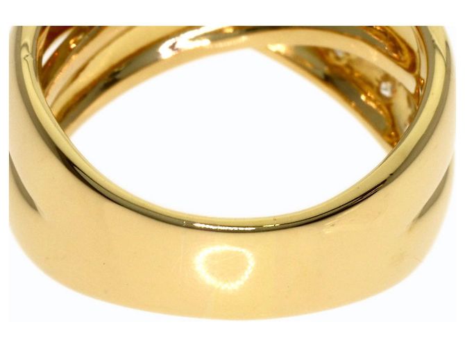 Diamond Céline Anello Celine Logo Cross Diamanti in Oro Giallo 18K - vista 8