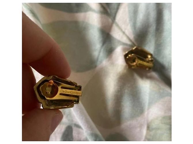Christian Dior Pendientes de clip en oro y esmalte Negro Dorado - vista 4